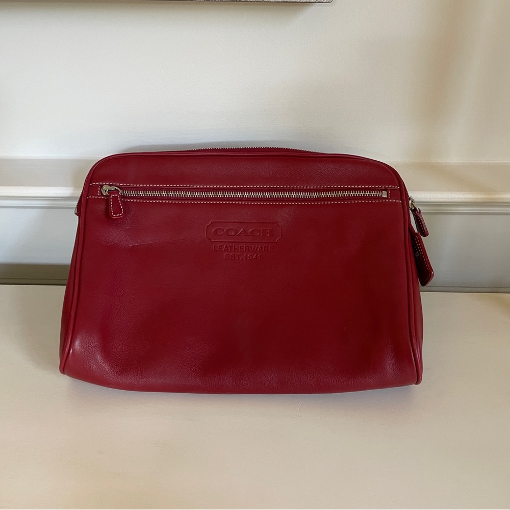Coach Toiletry Bag Crimson Leather Gem